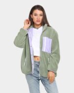 Stussy Montana Sherpa Jacket (GREEN/PURPLE)