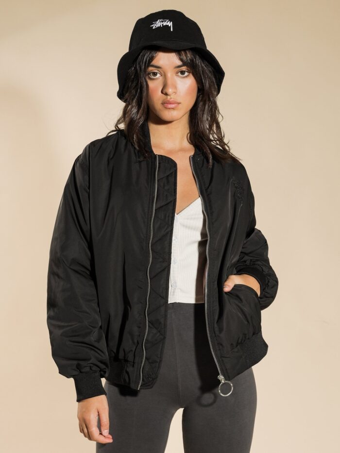 Stussy Women's Stock Bomber Jacket (BLACK)