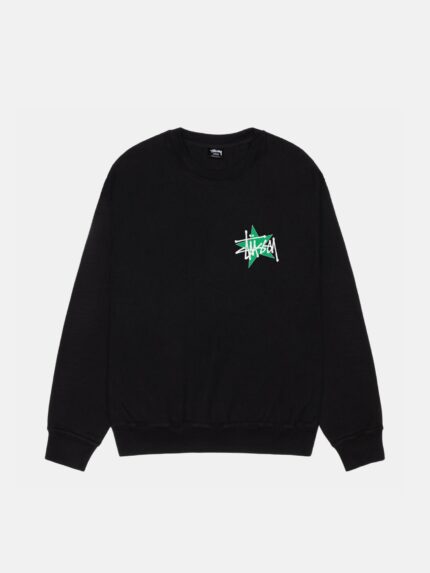 STÜSSY STAR CREW PIGMENT DYED BLACK