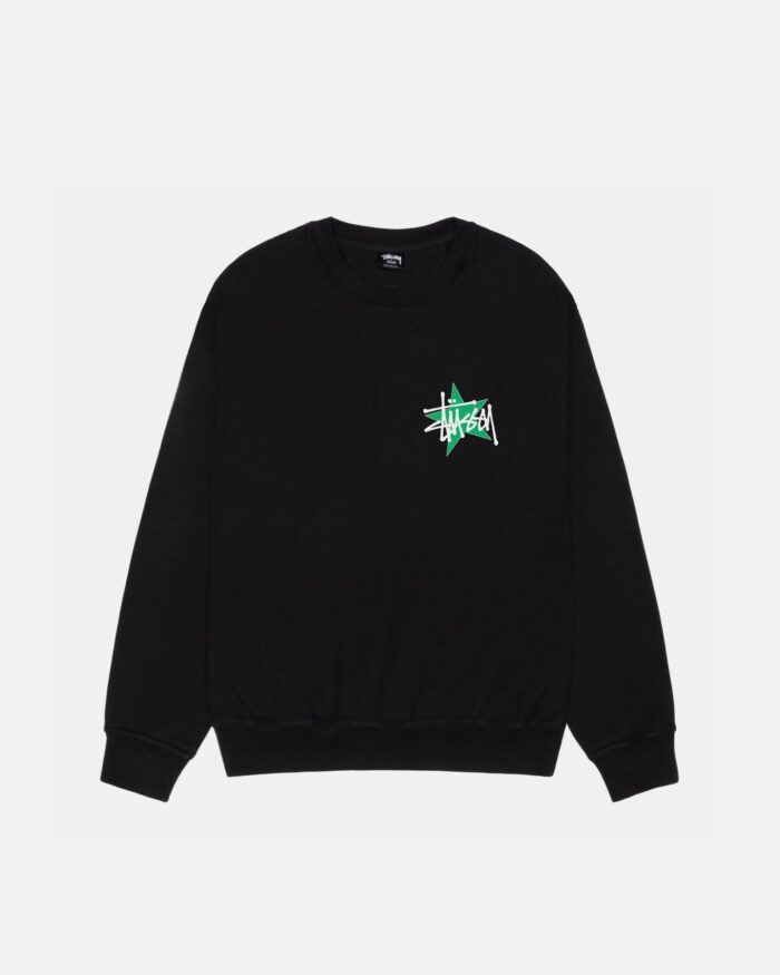 STÜSSY STAR CREW PIGMENT DYED BLACK