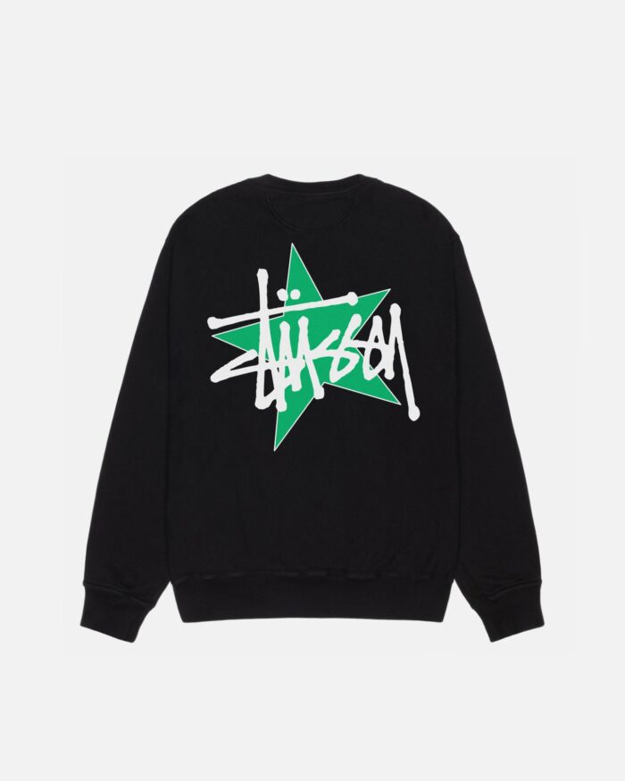 STÜSSY STAR CREW PIGMENT DYED BLACK