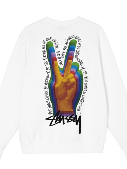 Stussy Peace Sign Crewneck White